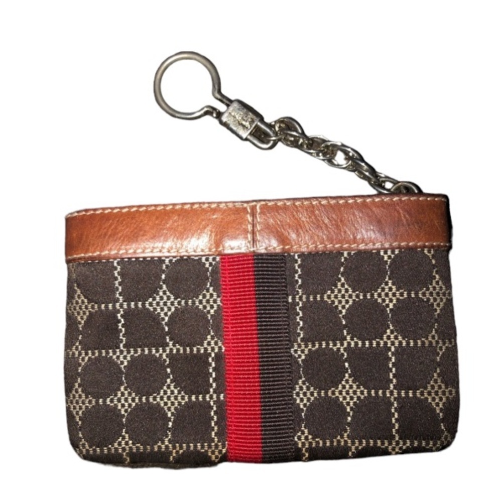 Kate Spade Wristlet & keychain brown with black & Red details like new